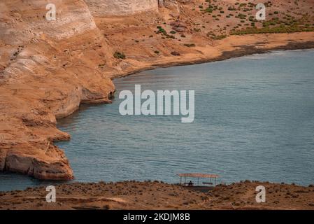 Vista aerea del lago Powell dalla formazione rocciosa Foto Stock