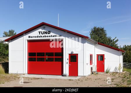 Stazione di salvataggio sull'isola di Tuno in Danimarca chiamata beredskaksstation in lingua danese Foto Stock
