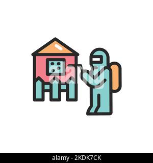 Icona della linea di colori per la disinfezione della casa. Elemento vettoriale isolato. Illustrazione Vettoriale