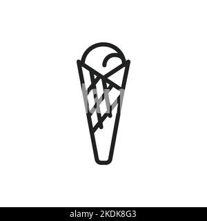 Icona della linea di gelato biologica. Pittogramma di contorno per la pagina web. Illustrazione Vettoriale