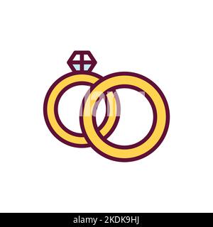 Icona della linea degli anelli di nozze. Elemento vettoriale isolato. Illustrazione Vettoriale