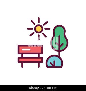 Icona della linea a colori del parco pubblico. Elemento vettoriale isolato. Illustrazione Vettoriale