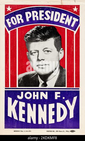 JFK John F. Kennedy per presidente - Poster di cartone 1960 Foto Stock