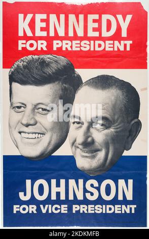 Kennedy per presidente - JFK. John F Kennedy & Lyndon B Johnson - Jugate "teste galleggianti" - Poster elettorale Foto Stock