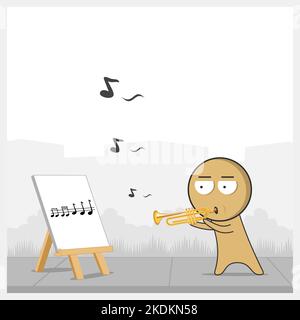 Uomo a suonare la tromba Illustrazione Vettoriale