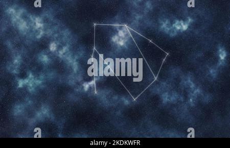 Ostiuchus Star Constellation, Night Sky, Constellation Lines Serpentarius, Serpent bearer Foto Stock