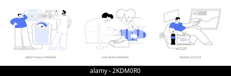 Problemi di stile di vita inattivo illustrazioni vettoriali astratte. Illustrazione Vettoriale