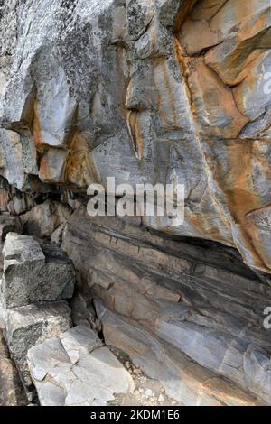 Dipinti rupestri, Valle Junco, Arronches, Alentejo, Portogallo Foto Stock