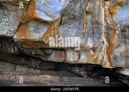 Dipinti rupestri, Valle Junco, Arronches, Alentejo, Portogallo Foto Stock