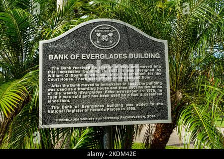 Bank of Everglades Building, Broadway Avenue West, Everglades City, Florida Foto Stock