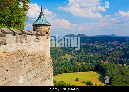 La Fortezza Koenigstein, vista panoramica, Sassonia, Germania Foto Stock