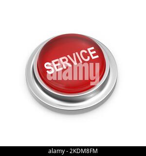 Red Button Service , immagine generata dal computer con rendering 3D. Isolato su bianco. Foto Stock