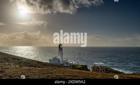 Faro di Rua Reidh sulla costa atlantica di Wester Ross, Scozia Foto Stock