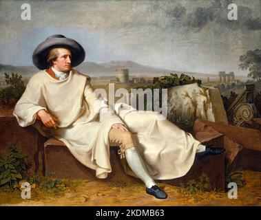 Goethe nella Campagna Romana dell'artista tedesco Johann Heinrich Wilhelm Tischbein (1751-1829), olio su tela, 1787 Foto Stock