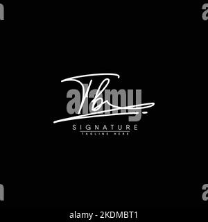 Logo firmato a mano per lettera iniziale TB - modello vettoriale per alfabeto T e B. Illustrazione Vettoriale