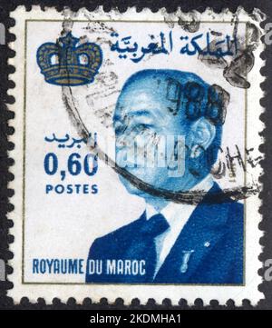 Timbre oblitéré Royaume du Maroc , Postes, 0,60 Foto Stock