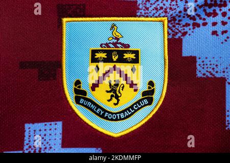 Primo piano della divisa Home FC Burnley. Foto Stock