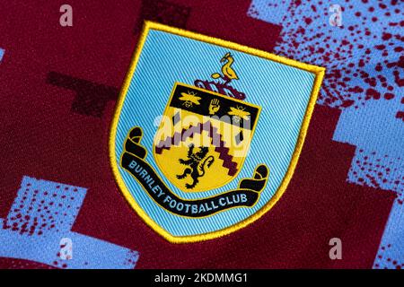 Primo piano della divisa Home FC Burnley. Foto Stock