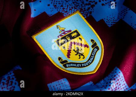 Primo piano della divisa Home FC Burnley. Foto Stock