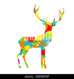 Cervi da blot. Natale bello cervo luminoso. Illustrazione vettoriale Illustrazione Vettoriale