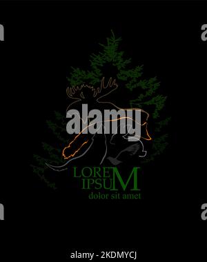 Silhouette con logo Forest Animal. Illustrazione vettoriale Illustrazione Vettoriale