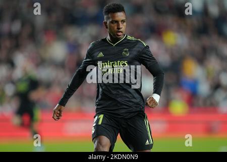 Madrid , Spagna, 7 novembre 2022, Rodrygo va del Real Madriddurante la partita la Liga tra Rayo Vallecano e il Real Madrid giocata allo Stadio Vallecas il 7 novembre 2022 a Madrid , Spagna. (Foto di Bagu Blanco / PRESSIN) Foto Stock