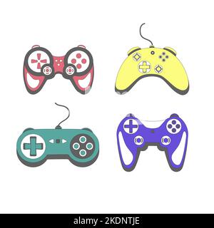 Gamepad in stile retrò. Illustrazione vettoriale del controller di gioco isolata su bianco Illustrazione Vettoriale