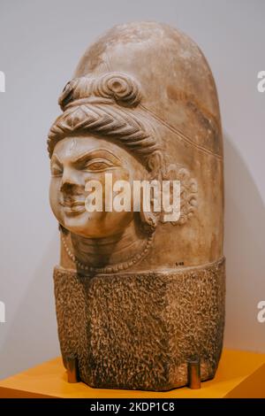 Ekamukhalinga, Shiva linga con una faccia, singola faccia di Shiva, scultura in marmo, periodo shahi, 9th ° secolo Foto Stock