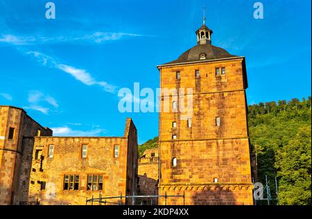Rovine del castello di Heidelberg a Baden-Wuerttemberg, Germania Foto Stock