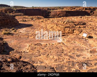 Antico letto del lago, passeggiata sul bordo, Kings Canyon, Watarrka National Park, Northern Territory, Australia Foto Stock