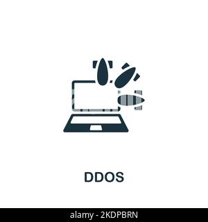 Icona DDoS. Icona monocromatica Simple Cyber Security per modelli, web design e infografiche Illustrazione Vettoriale