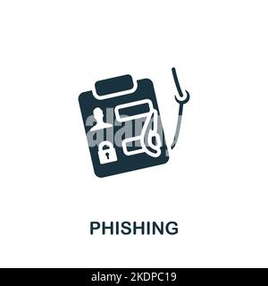 Icona phishing. Icona monocromatica Simple Cyber Security per modelli, web design e infografiche Illustrazione Vettoriale