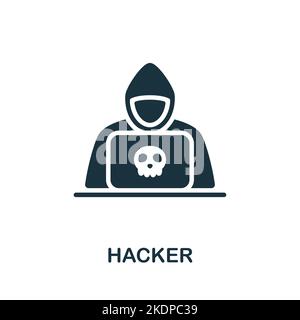 Icona di Hacher. Icona monocromatica Simple Cyber Security per modelli, web design e infografiche Illustrazione Vettoriale