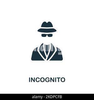 Icona in incognito. Icona monocromatica Simple Cyber Security per modelli, web design e infografiche Illustrazione Vettoriale