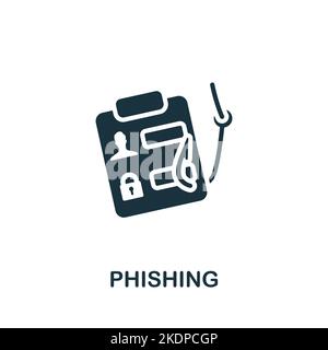 Icona phishing. Icona monocromatica Simple Cyber Security per modelli, web design e infografiche Illustrazione Vettoriale