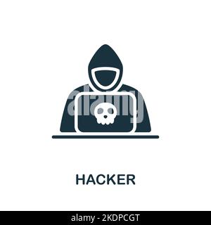 Icona di Hacher. Icona monocromatica Simple Cyber Security per modelli, web design e infografiche Illustrazione Vettoriale