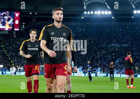 Roma, Italia. 06th Nov 2022. Bryan Cristante di AS Roma durante la Serie Una partita tra Roma e Lazio allo Stadio Olimpico di Roma il 6 novembre 2022. Credit: Giuseppe Maffia/Alamy Live News Foto Stock