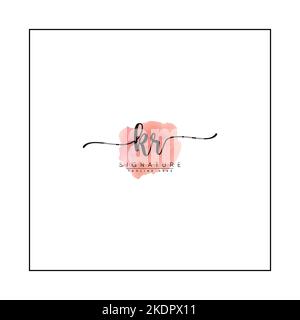Modello logo vettoriale KR lettera iniziale in stile Watercolor Signature Illustrazione Vettoriale