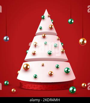Albero di Natale astratto geometrico. Buon Natale e felice anno nuovo banner. Illustrazione vettoriale Illustrazione Vettoriale