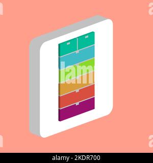 Icona del vettore semplice di Archive Dreawer. Modello di disegno del simbolo dell'illustrazione per l'elemento dell'interfaccia utente mobile Web. Pittogramma isometrico a colori perfetto su 3D quadrato bianco Illustrazione Vettoriale