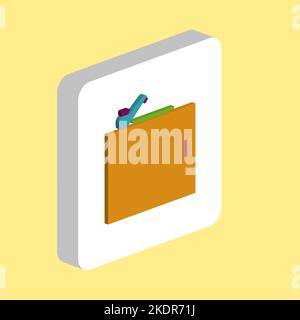 Icona vettoriale semplice del sink della cucina. Modello di disegno del simbolo dell'illustrazione per l'elemento dell'interfaccia utente mobile Web. Pittogramma isometrico di colore perfetto su 3D quadrato bianco. Illustrazione Vettoriale