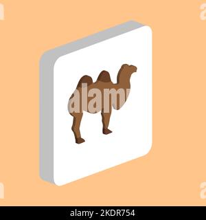 African Bactrian Camel semplice icona vettoriale. Modello di disegno del simbolo dell'illustrazione per l'elemento dell'interfaccia utente mobile Web. Pittogramma isometrico a colori perfetto su 3D whit Illustrazione Vettoriale