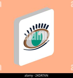 Occhio con ciglia semplice icona vettoriale. Modello di disegno del simbolo dell'illustrazione per l'elemento dell'interfaccia utente mobile Web. Pittogramma isometrico a colori perfetto su 3D bianco quadrato Illustrazione Vettoriale
