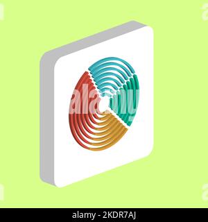 Icona del vettore semplice del diagramma. Modello di disegno del simbolo dell'illustrazione per l'elemento dell'interfaccia utente mobile Web. Pittogramma isometrico di colore perfetto su 3D quadrato bianco. Diagnosi Illustrazione Vettoriale