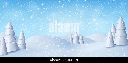 3D sfondo naturale di Natale d'inverno Illustrazione Vettoriale