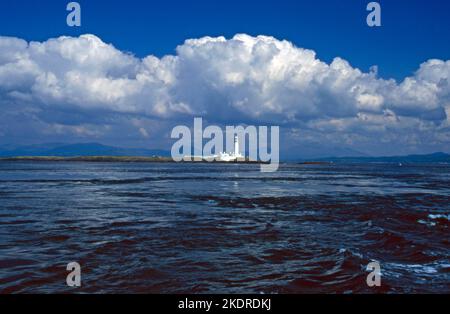 Il faro di Eilean Musdile di Lismore Island, situato nel Firth of Lorne, che separano l'isola di Mull dalla Scozia continentale Foto Stock