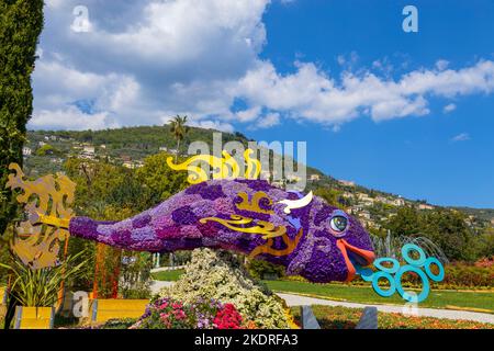 Allestimenti floreali a Euroflora 2022 a Genova, festival internazionale della floricoltura, nei parchi Nervi di Genova. Foto Stock