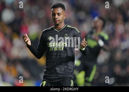 Rodrygo va del Real Madriddurante la partita la Liga tra Rayo Vallecano e il Real Madrid disputata allo Stadio di Vallecas il 7 novembre 2022 a Madrid, Spagna. (Foto di Bagu Blanco / PRESSIN) Foto Stock