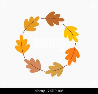 Quercia foglie autunno decorazione wreath icona. Illustrazione vettoriale. Illustrazione Vettoriale
