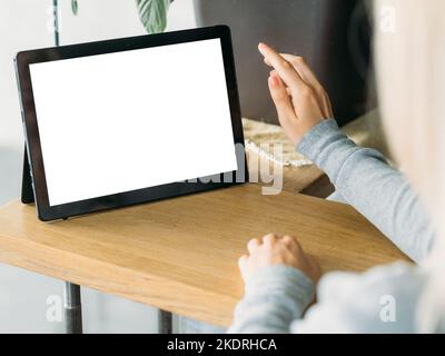 digital mockup casual donna on-line lavoro femminile Foto Stock